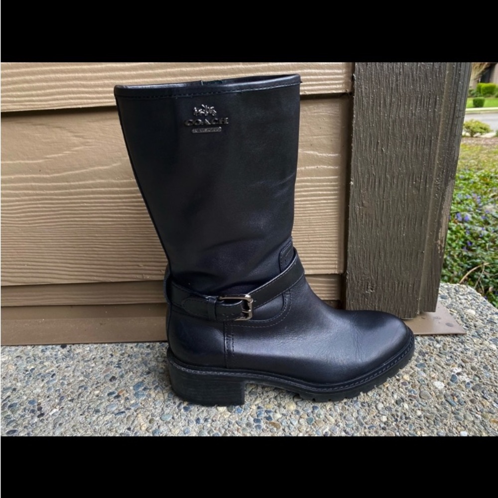 Coach Genie Mid-Shaft Leather Moto Boots - Picture 5 of 7